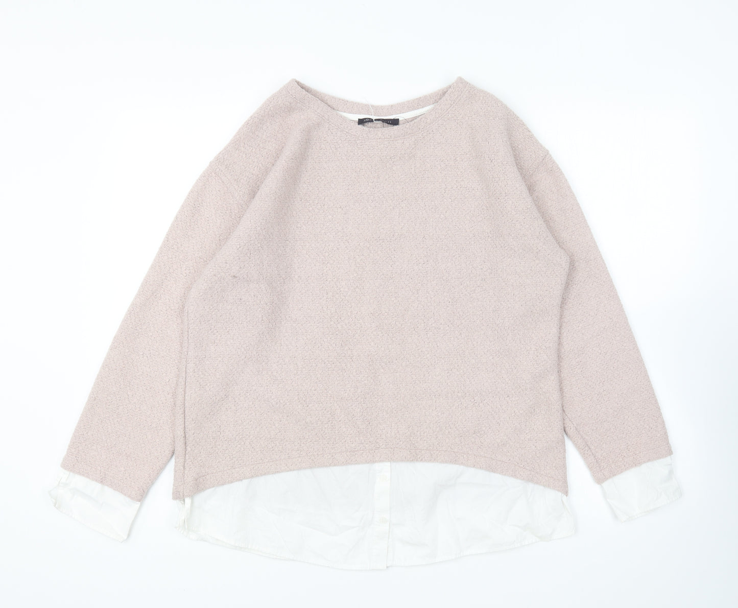 Marks and Spencer Womens Pink Round Neck Polyester Pullover Jumper Size 14