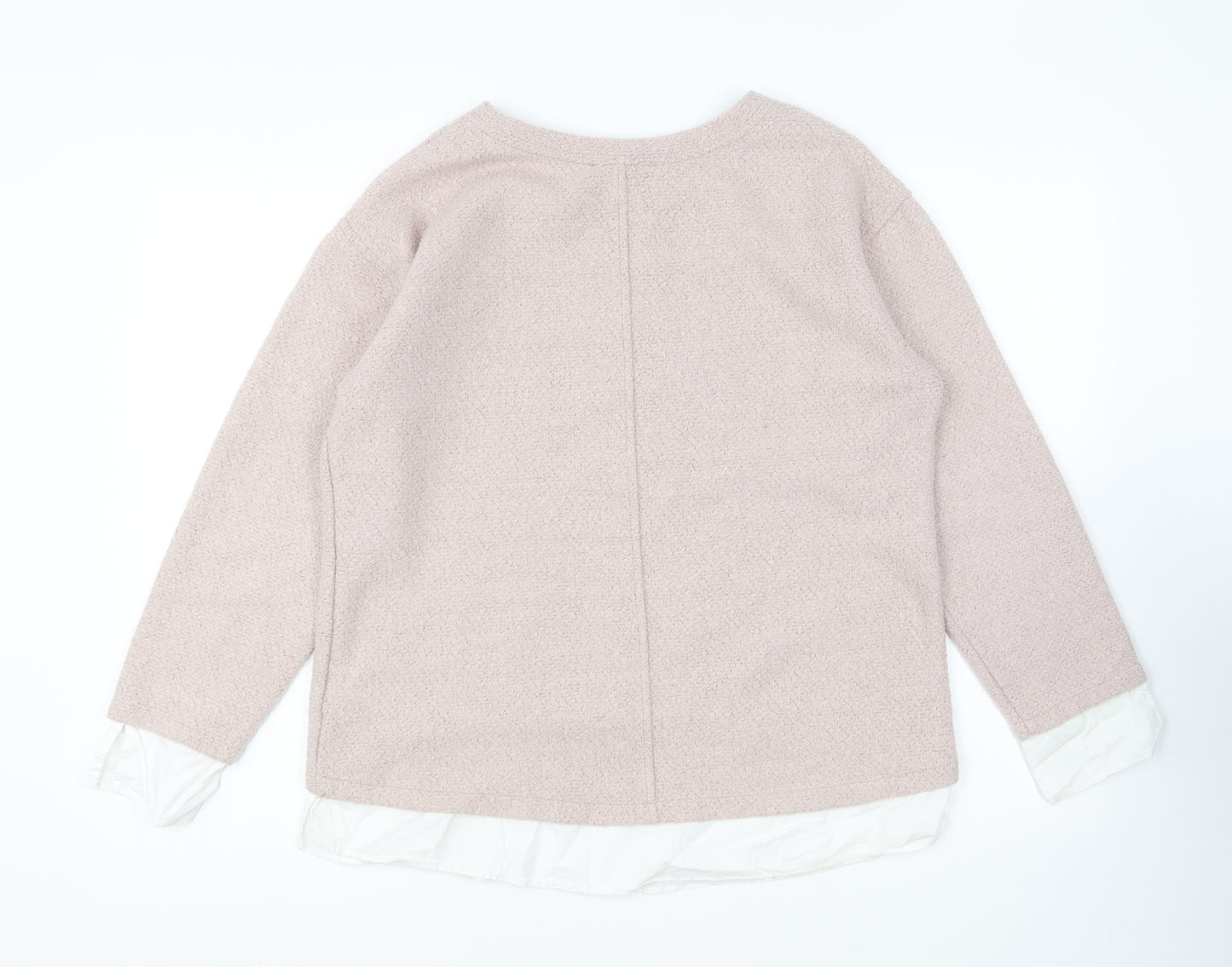 Marks and Spencer Womens Pink Round Neck Polyester Pullover Jumper Size 14
