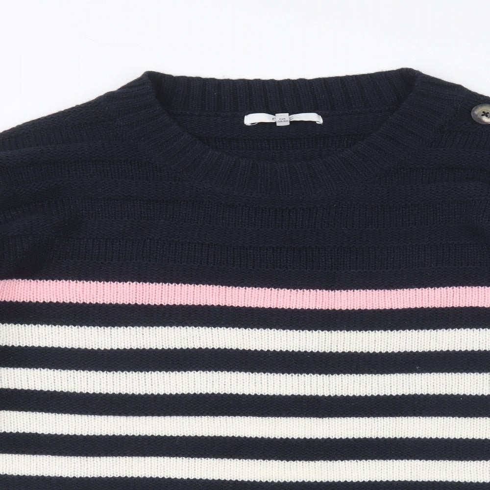 NEXT Womens Blue Round Neck Striped Acrylic Pullover Jumper Size XL