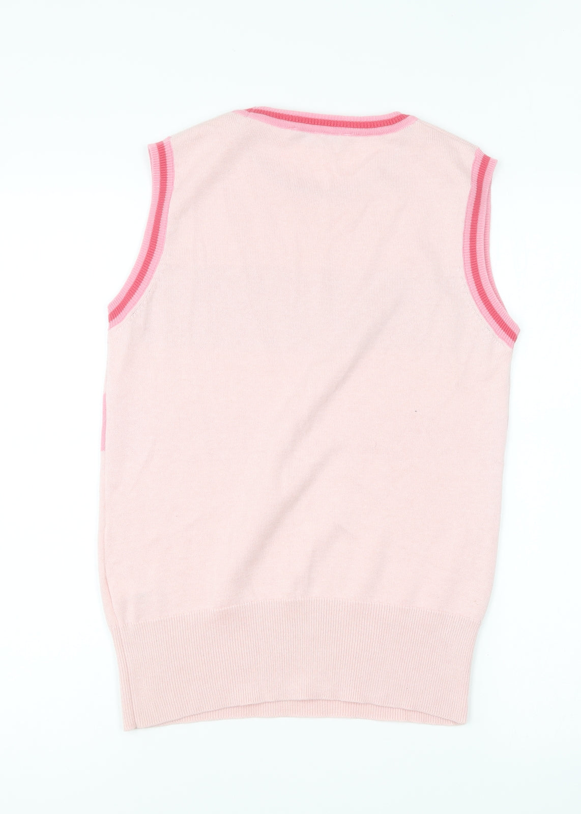 NEXT Womens Pink Round Neck Striped Acrylic Vest Jumper Size S
