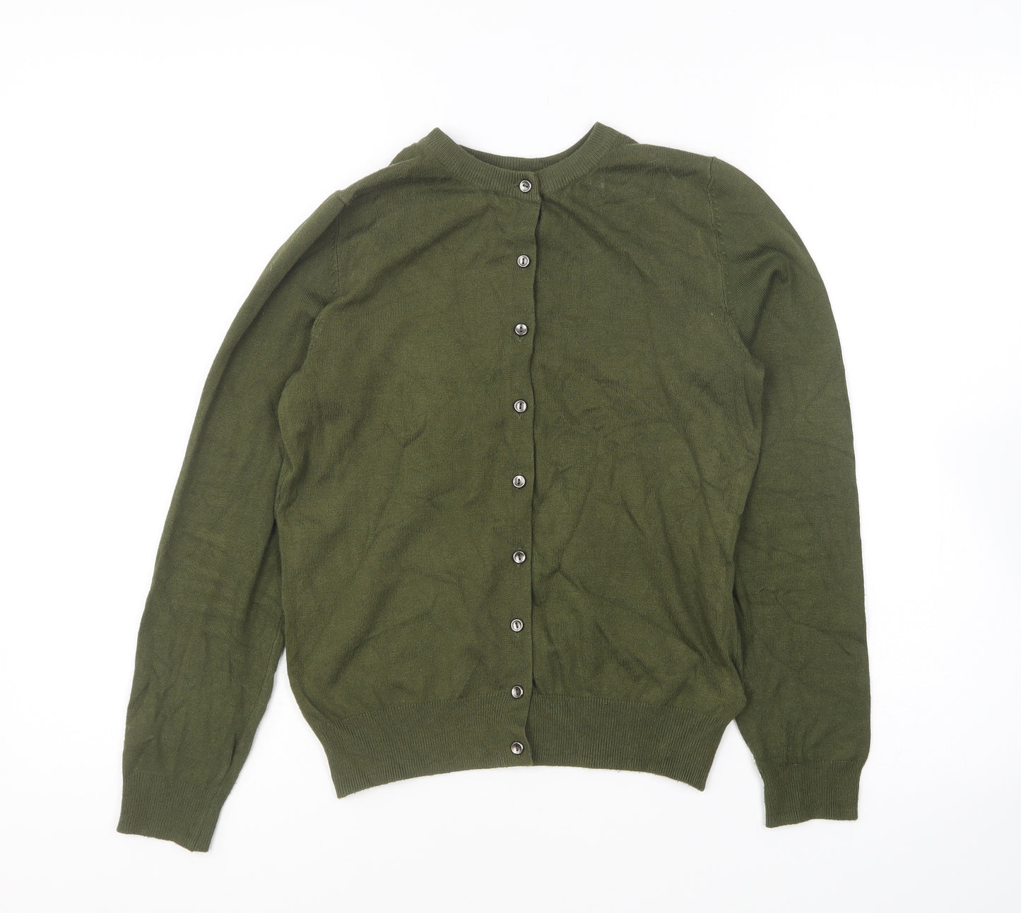 Marks and Spencer Womens Green Round Neck Viscose Cardigan Jumper Size 8