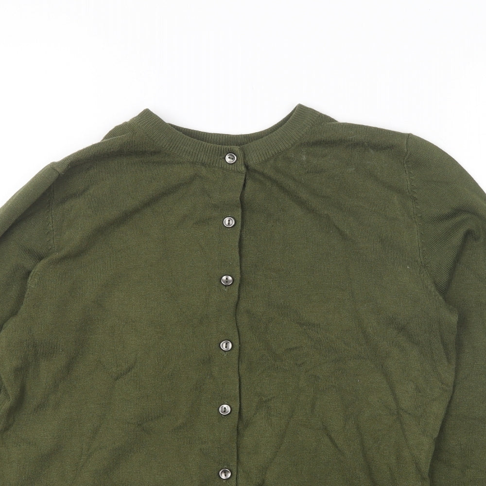 Marks and Spencer Womens Green Round Neck Viscose Cardigan Jumper Size 8
