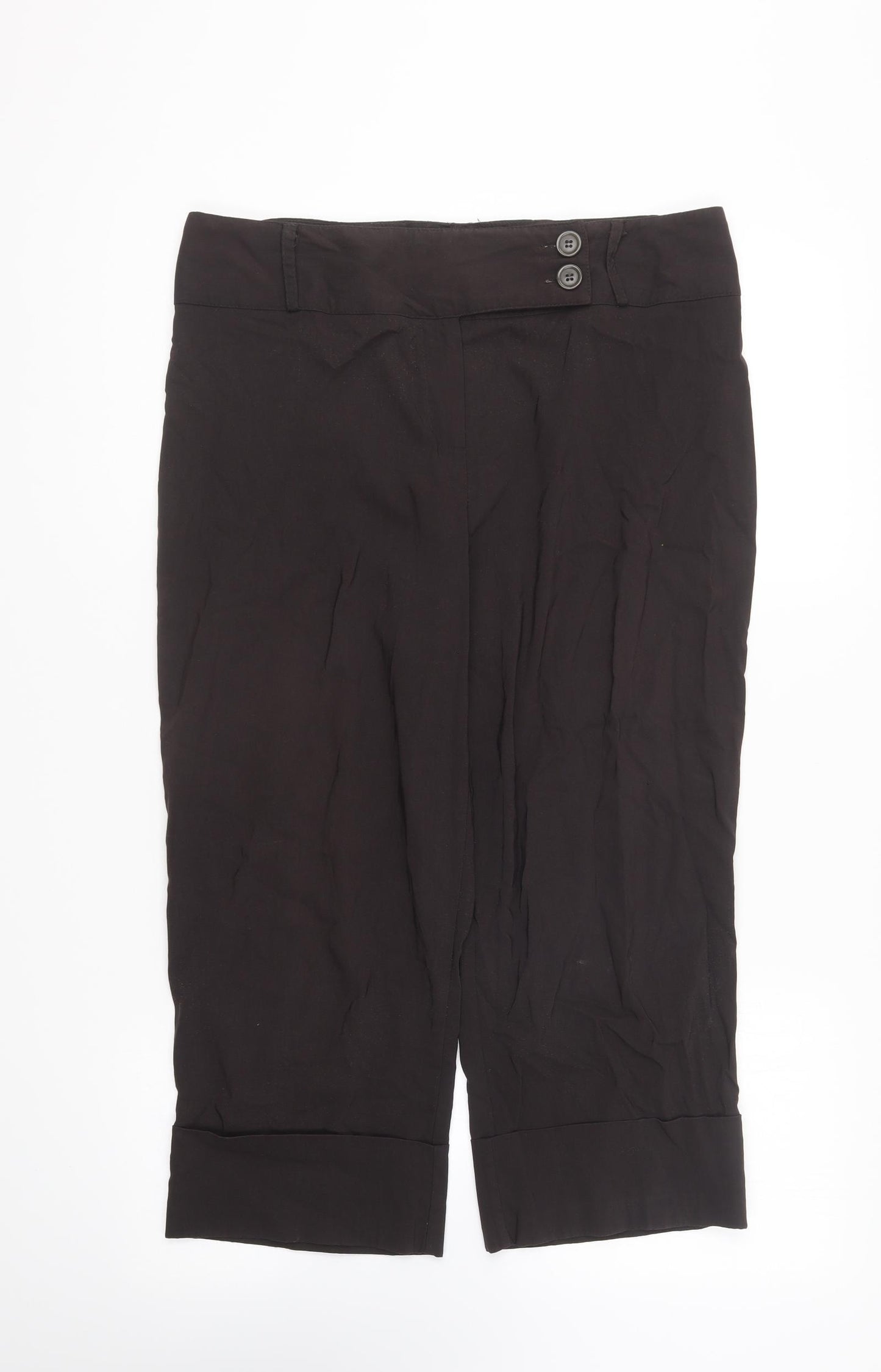 Dorothy Perkins Womens Brown Viscose Cropped Trousers Size 16 L21 in Regular Button