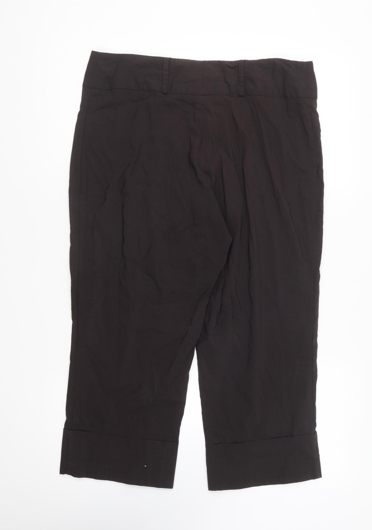 Dorothy Perkins Womens Brown Viscose Cropped Trousers Size 16 L21 in Regular Button