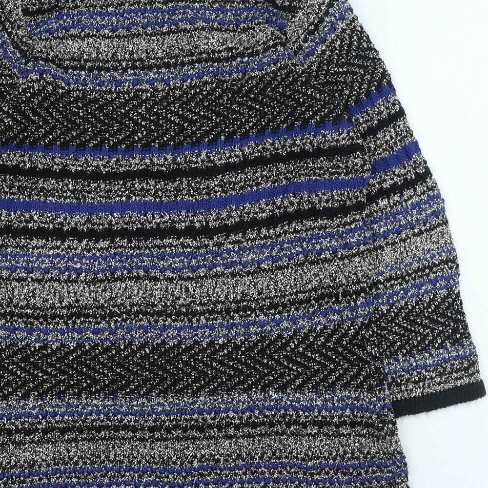 Per Una Womens Multicoloured Round Neck Striped Cotton Pullover Jumper Size 16