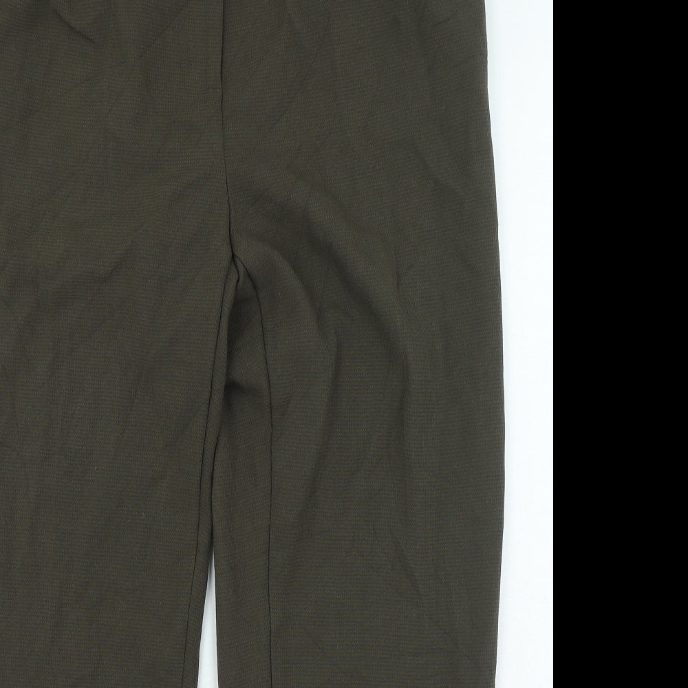 Marks and Spencer Womens Green Viscose Trousers Size 14 L25 in Regular Zip