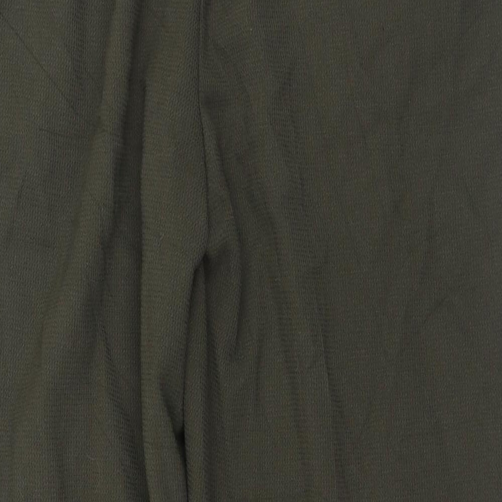 Marks and Spencer Womens Green Viscose Trousers Size 14 L25 in Regular Zip