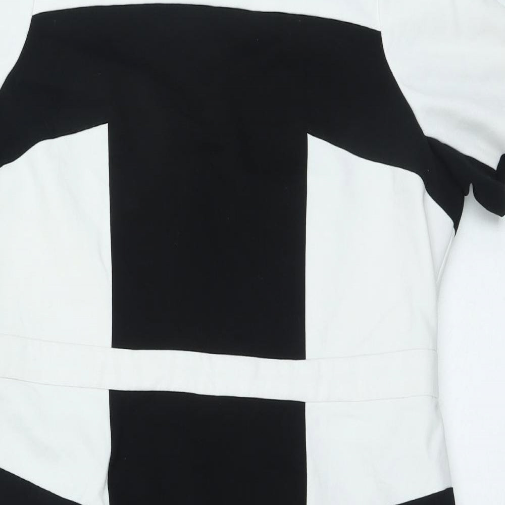 Marks and Spencer Womens Black Polyester Bodycon Size 16 Round Neck Zip