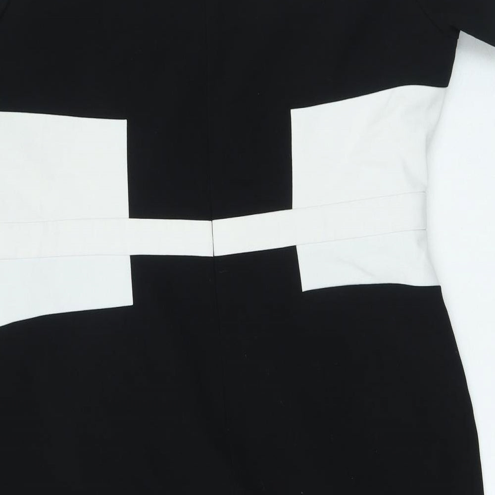 Marks and Spencer Womens Black Polyester Bodycon Size 16 Round Neck Zip