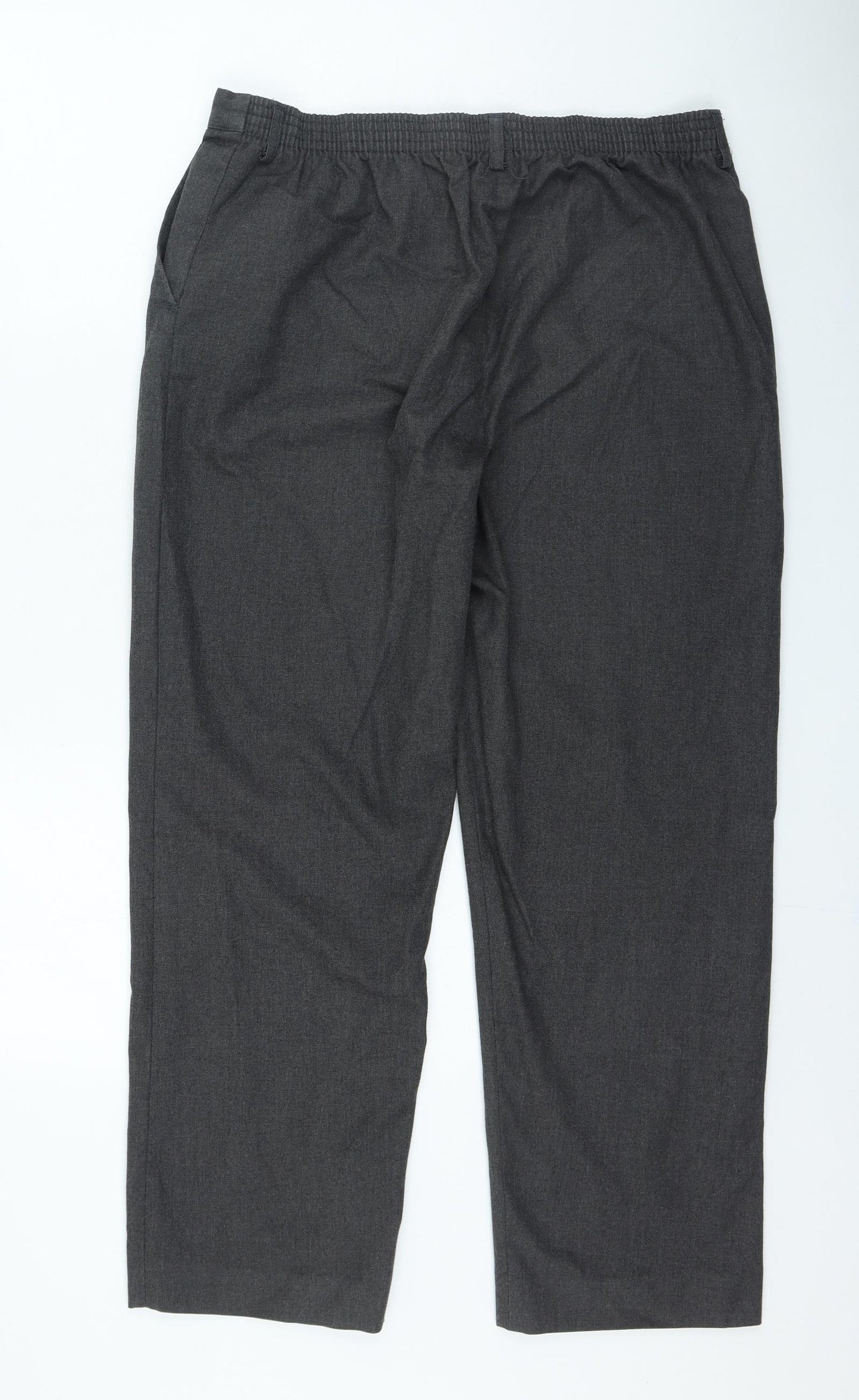 David Luke Mens Grey Cotton Trousers Size 34 in L26 in Regular Zip