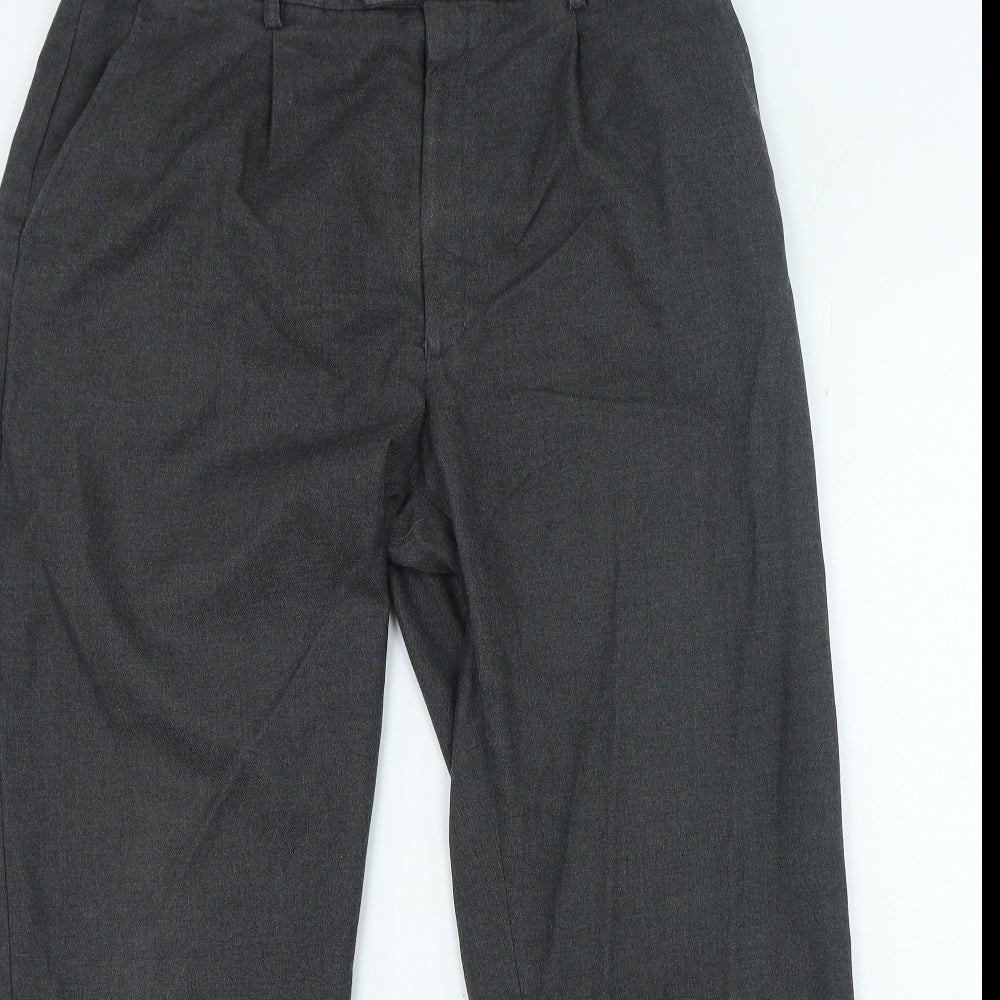 David Luke Mens Grey Cotton Trousers Size 34 in L26 in Regular Zip