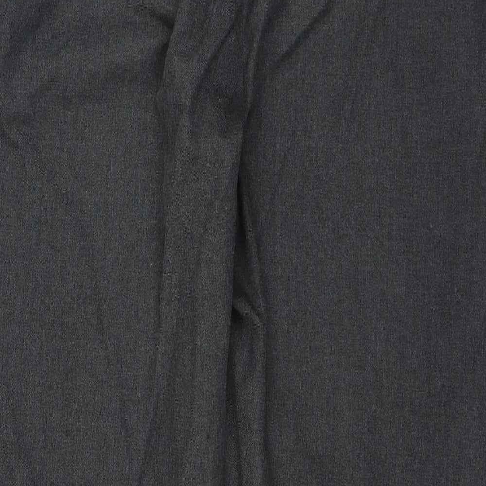 David Luke Mens Grey Cotton Trousers Size 34 in L26 in Regular Zip