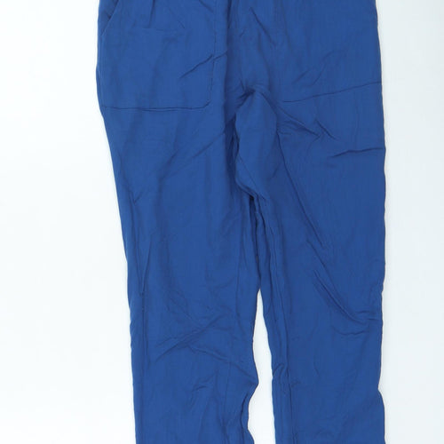 H&M Womens Blue Lyocell Trousers Size 4 L25 in Regular