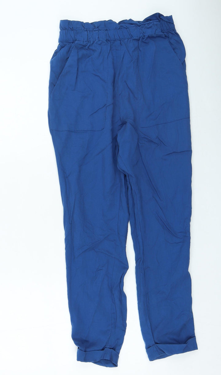 H&M Womens Blue Lyocell Trousers Size 4 L25 in Regular