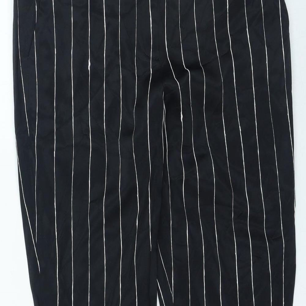 DKNY Womens Black Striped Viscose Trousers Size 32 in L29 in Regular Zip