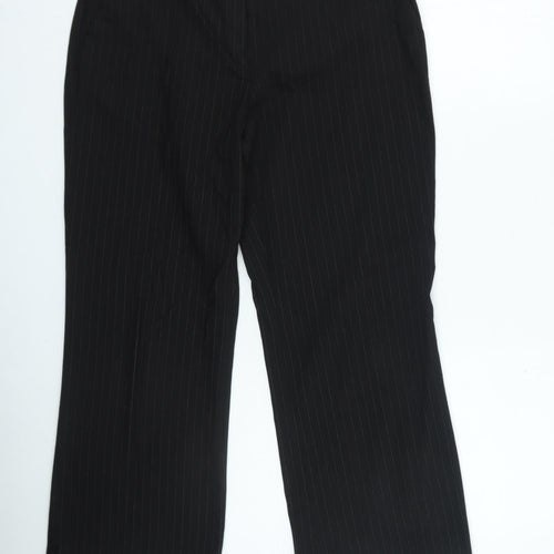 Antoni & Alison Womens Black Striped Cotton Trousers Size 34 in L27 in Regular Zip