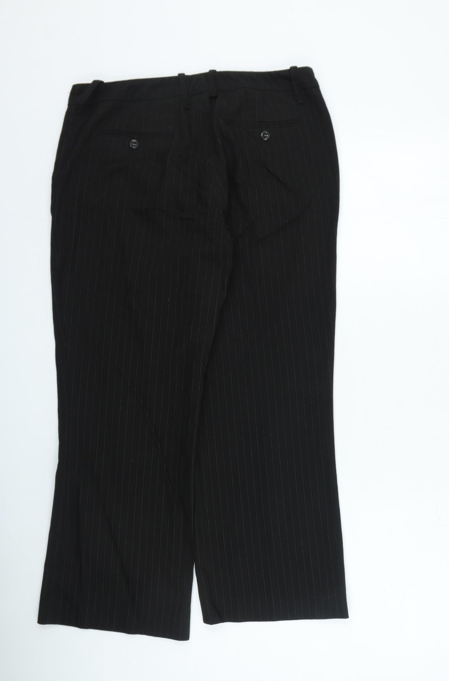 Antoni & Alison Womens Black Striped Cotton Trousers Size 34 in L27 in Regular Zip
