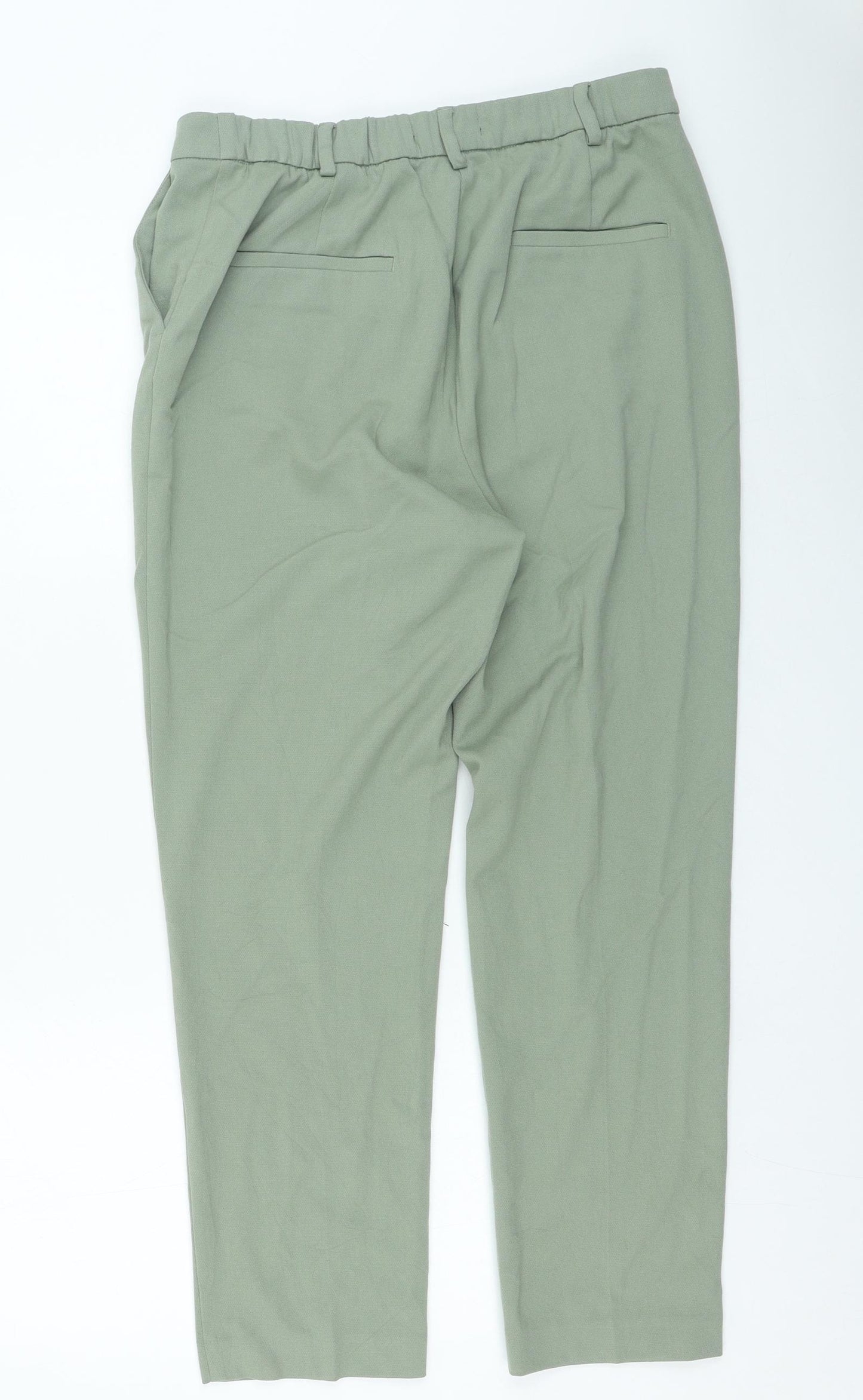 Marks and Spencer Womens Green Polyester Trousers Size 14 L27 in Regular Zip