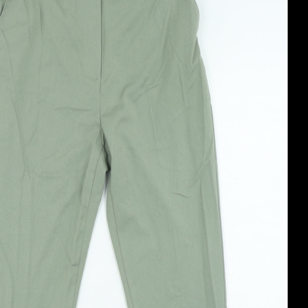 Marks and Spencer Womens Green Polyester Trousers Size 14 L27 in Regular Zip