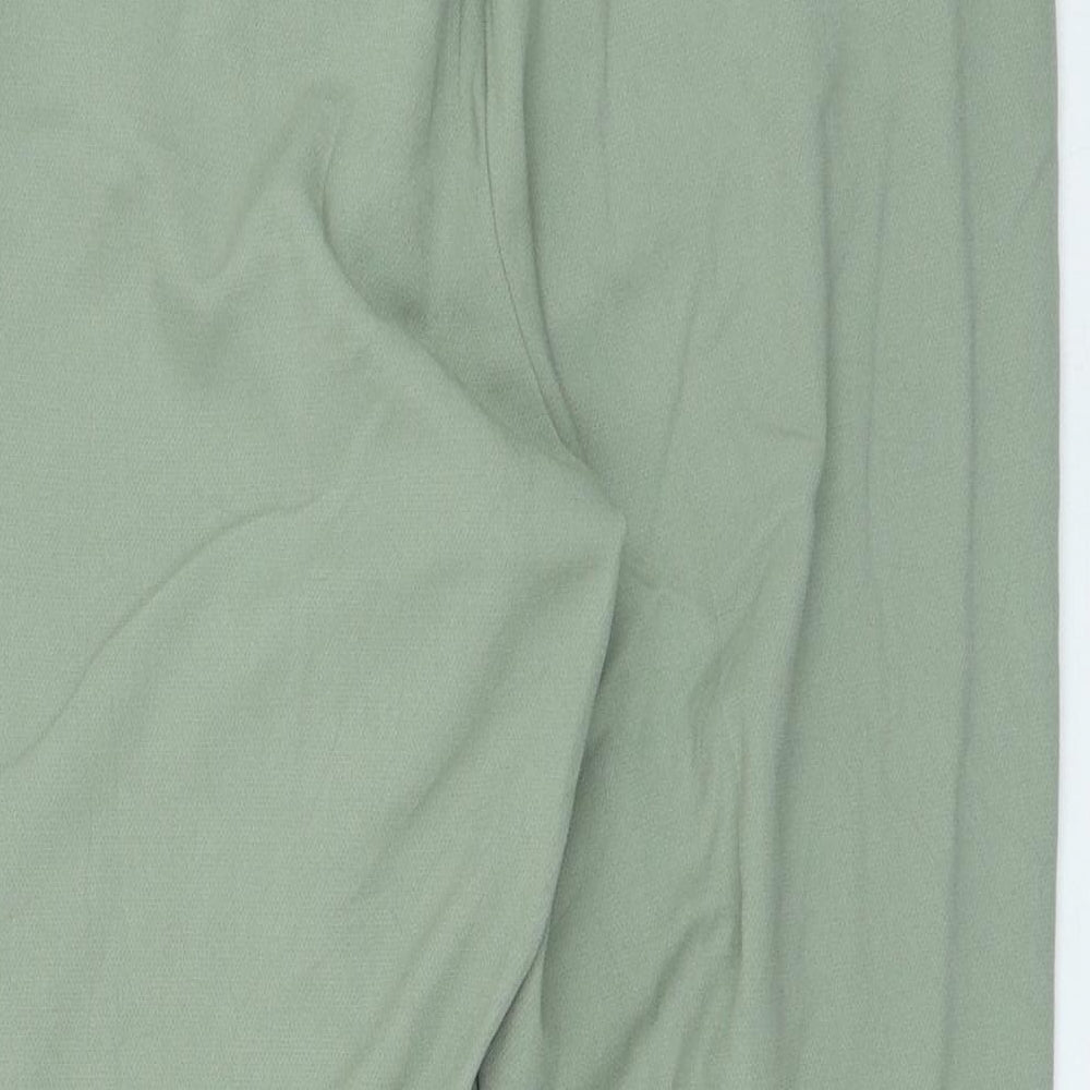 Marks and Spencer Womens Green Polyester Trousers Size 14 L27 in Regular Zip