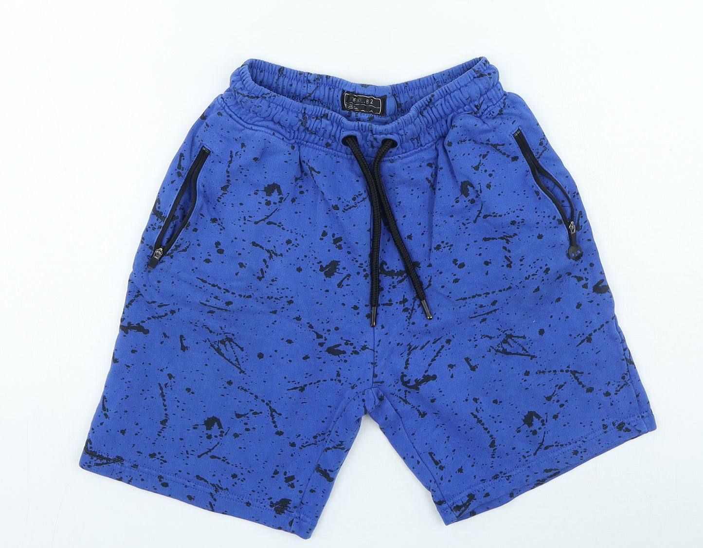 NEXT Boys Blue Geometric Cotton Sweat Shorts Size 12 Years Regular Drawstring