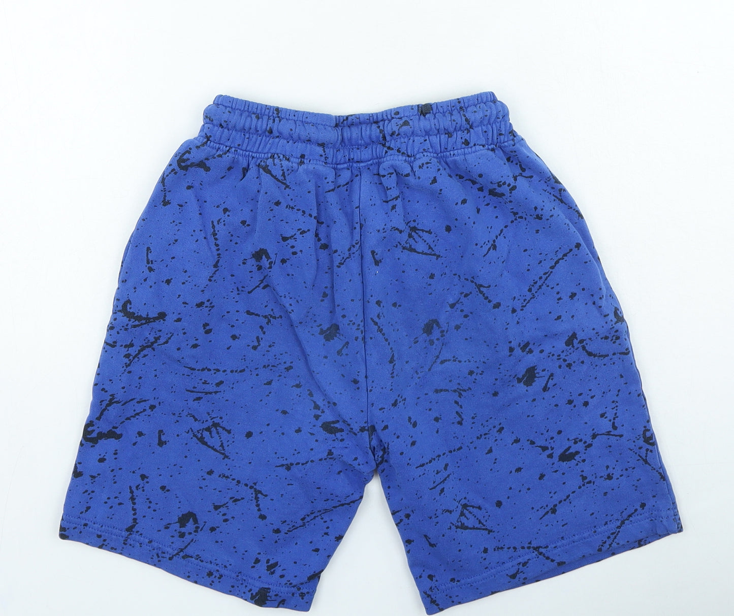NEXT Boys Blue Geometric Cotton Sweat Shorts Size 12 Years Regular Drawstring