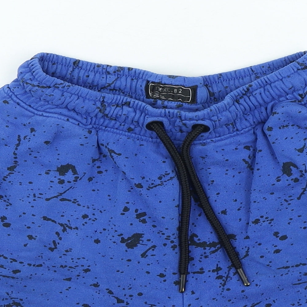 NEXT Boys Blue Geometric Cotton Sweat Shorts Size 12 Years Regular Drawstring