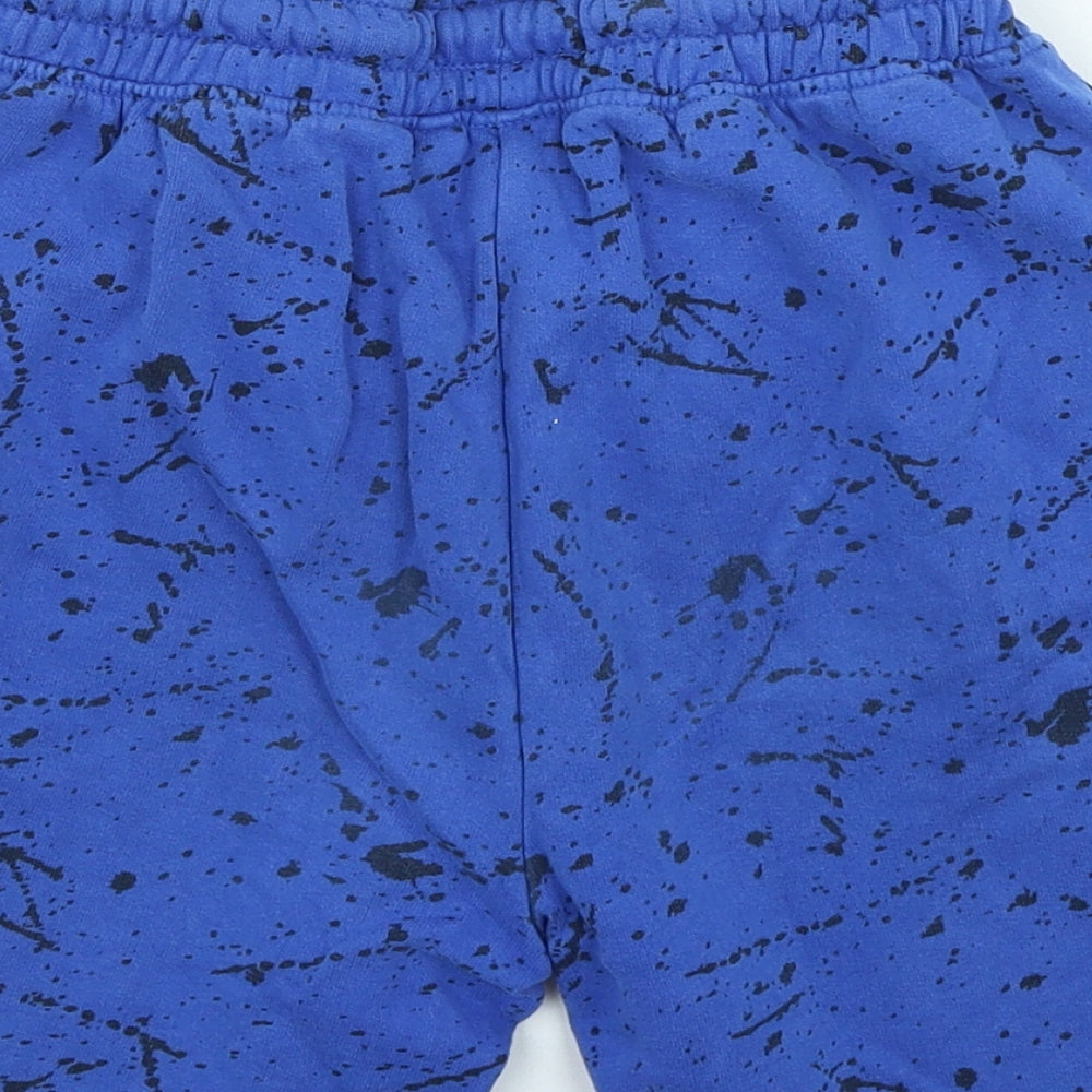 NEXT Boys Blue Geometric Cotton Sweat Shorts Size 12 Years Regular Drawstring