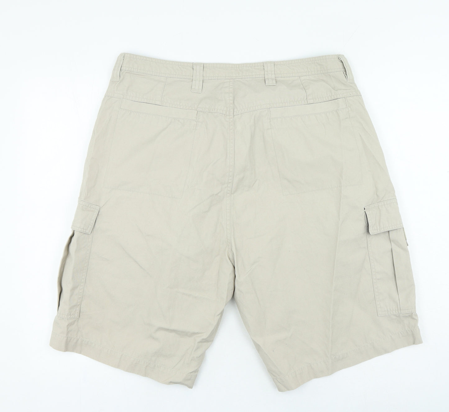 Dunnes Stores Mens Beige Cotton Cargo Shorts Size 38 in L12 in Regular Zip