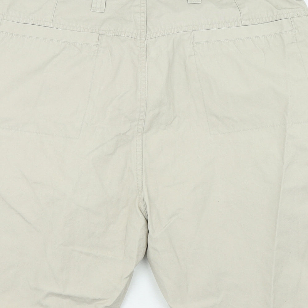 Dunnes Stores Mens Beige Cotton Cargo Shorts Size 38 in L12 in Regular Zip