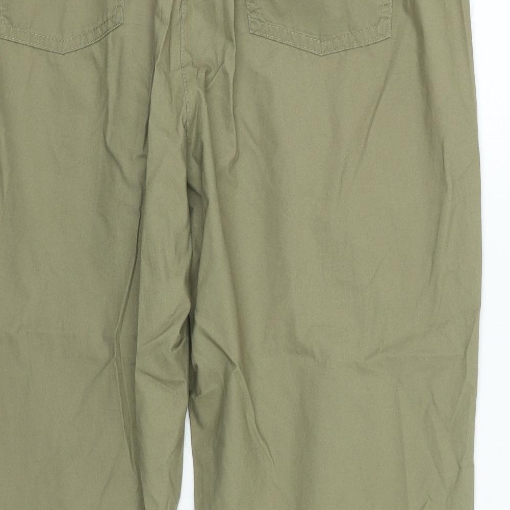 Marks and Spencer Womens Green Cotton Jogger Trousers Size 16 L26 in Regular Drawstring