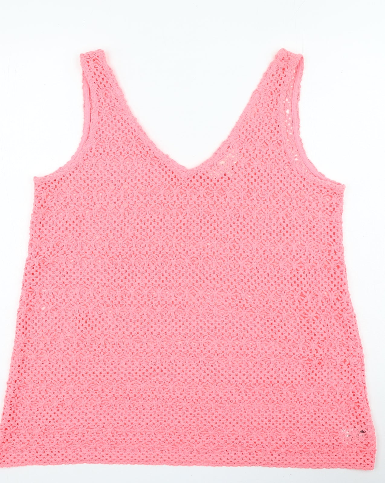 NEXT Womens Pink Cotton Camisole Tank Size 18 Round Neck - Open Knit