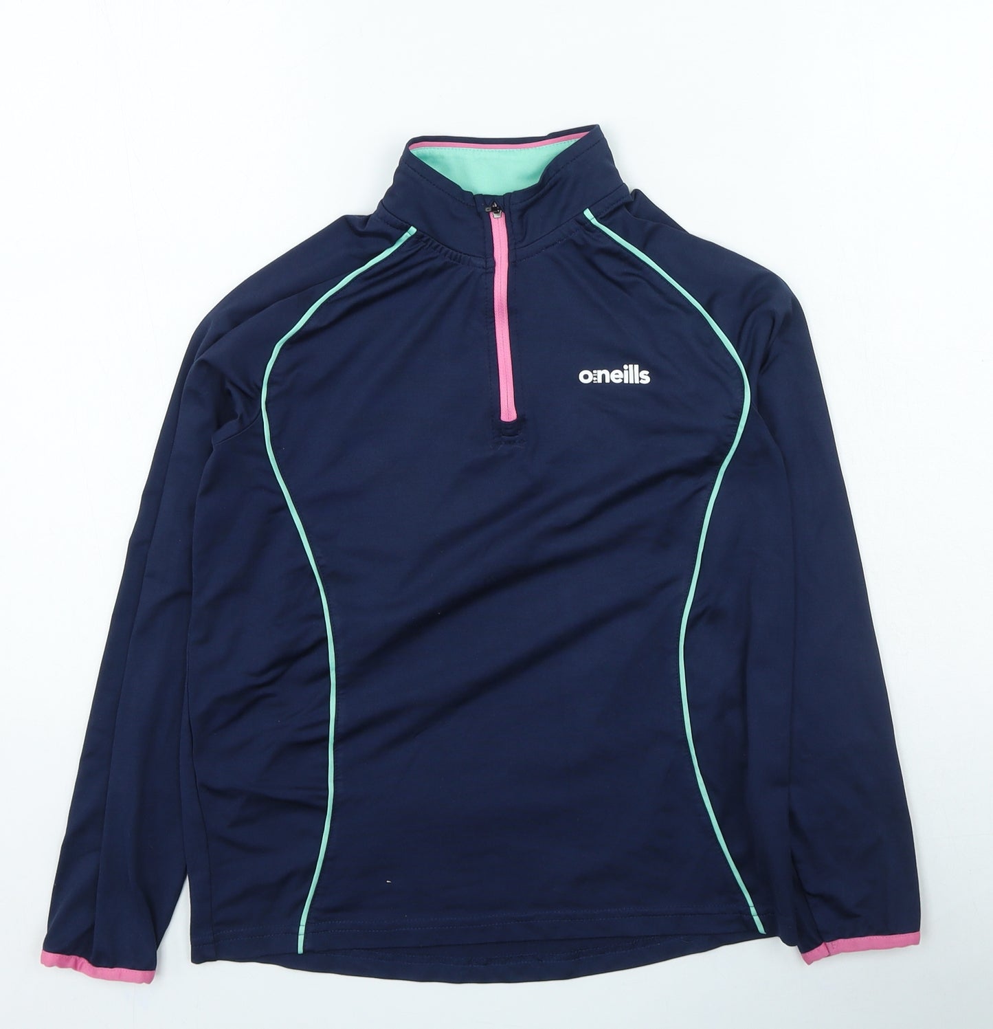 o'neills Girls Blue High Neck Polyester Pullover Jumper Size 10-11 Years Zip
