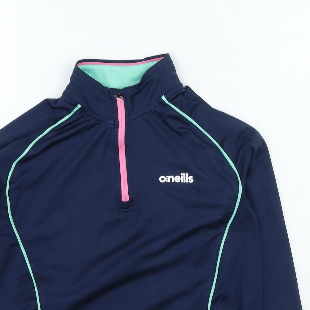 o'neills Girls Blue High Neck Polyester Pullover Jumper Size 10-11 Years Zip