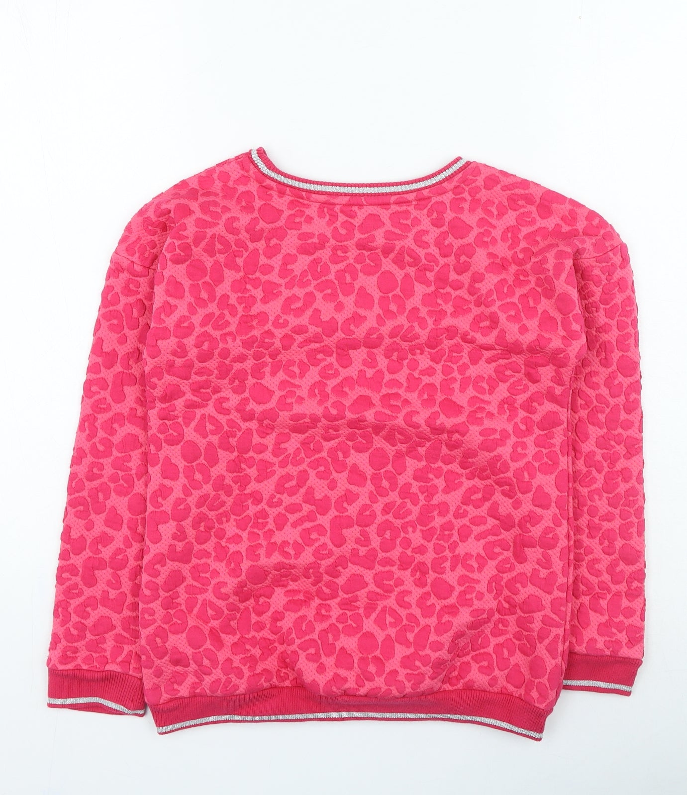 Nutmeg Girls Pink Animal Print Polyester Pullover Sweatshirt Size 10-11 Years Pullover - Leopard Print
