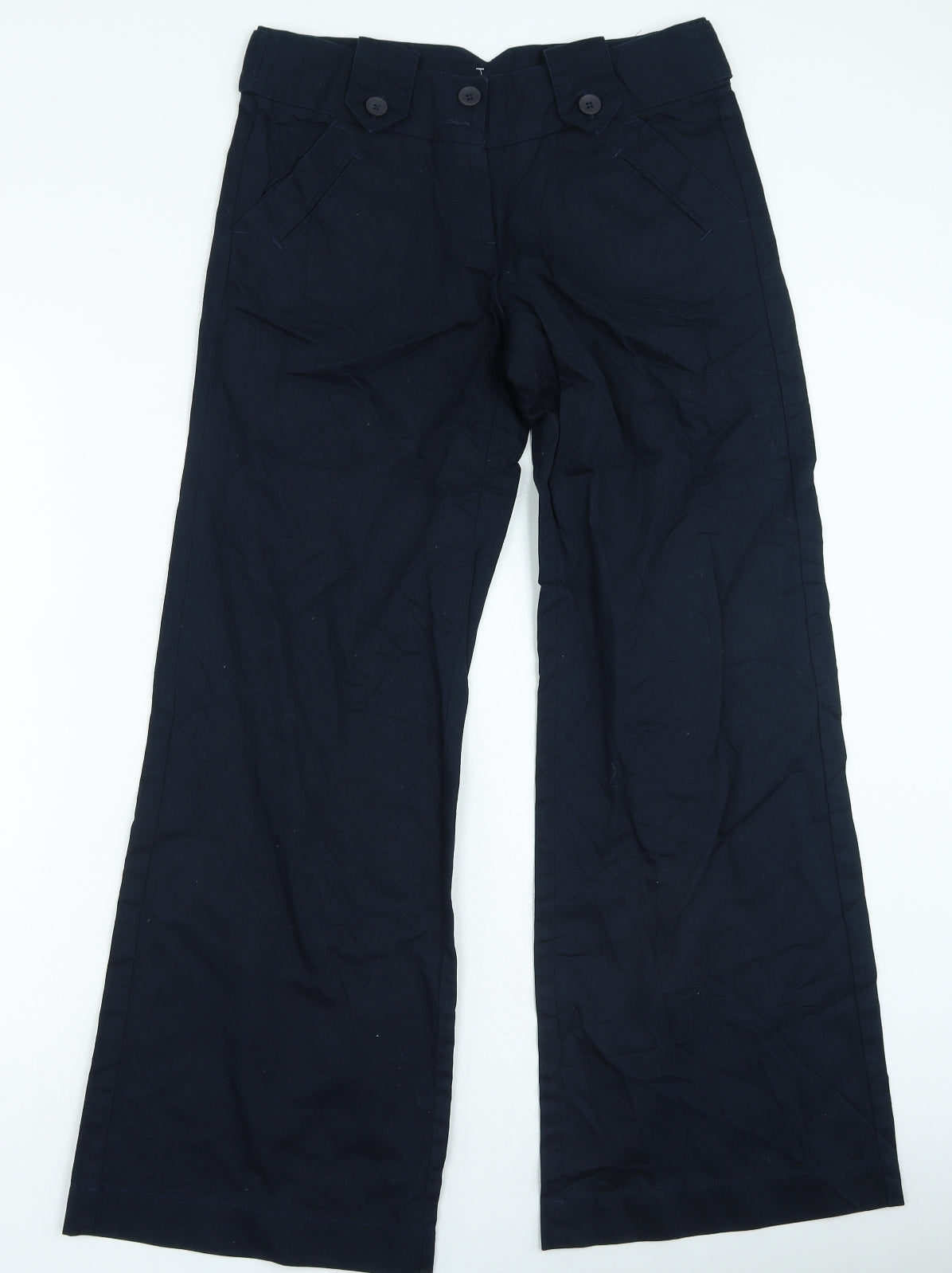 Topshop Womens Blue Cotton Trousers Size 10 L26 in Regular Zip