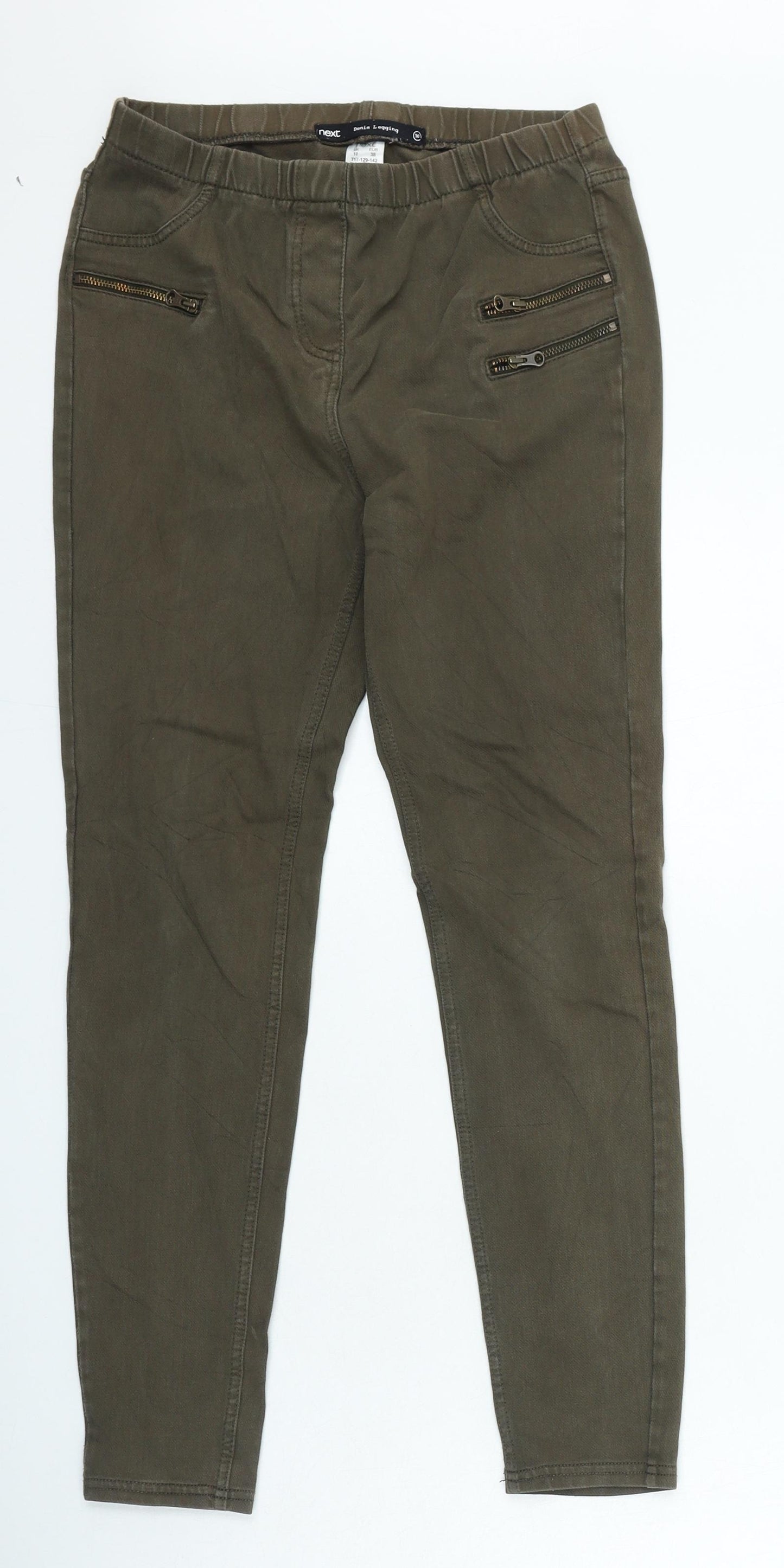 NEXT Womens Green Cotton Jegging Jeans Size 10 L25 in Regular Zip