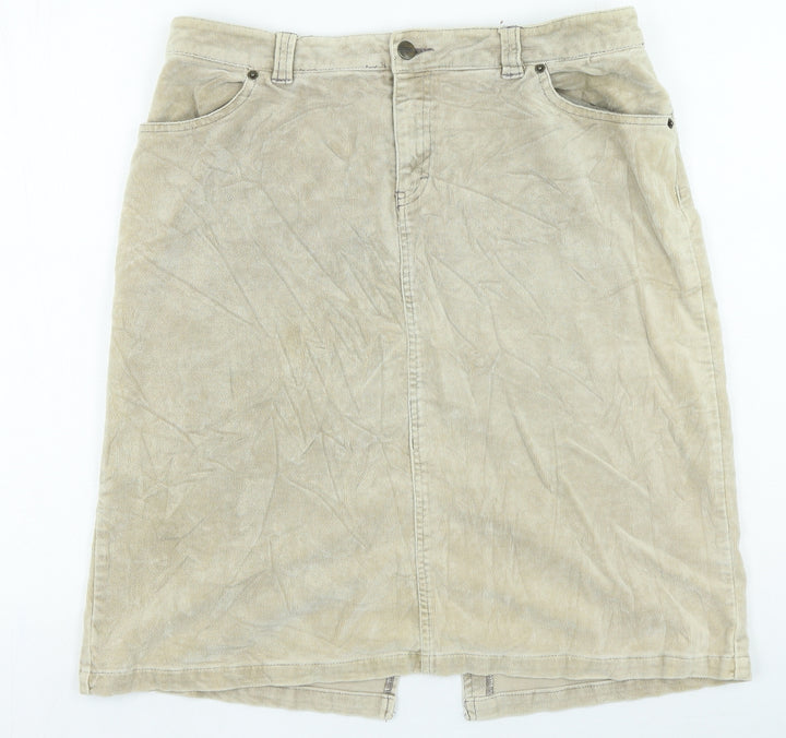 Divided Womens Beige Cotton Straight & Pencil Skirt Size 40 in Zip