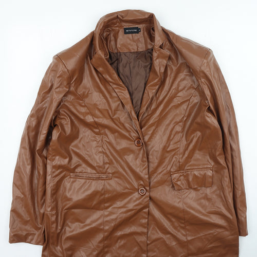 PRETTYLITTLETHING Womens Brown Jacket Size S Button