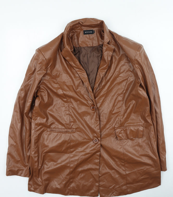 PRETTYLITTLETHING Womens Brown Jacket Size S Button