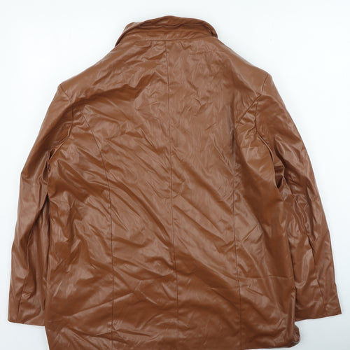 PRETTYLITTLETHING Womens Brown Jacket Size S Button
