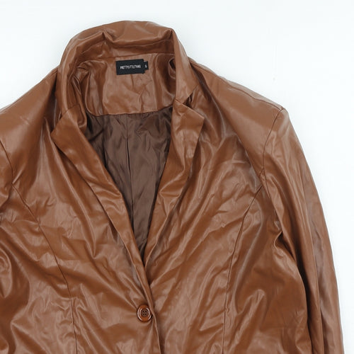 PRETTYLITTLETHING Womens Brown Jacket Size S Button