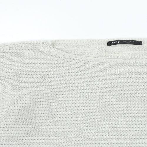 SheIn Womens Grey Round Neck Polyester Pullover Jumper Size M