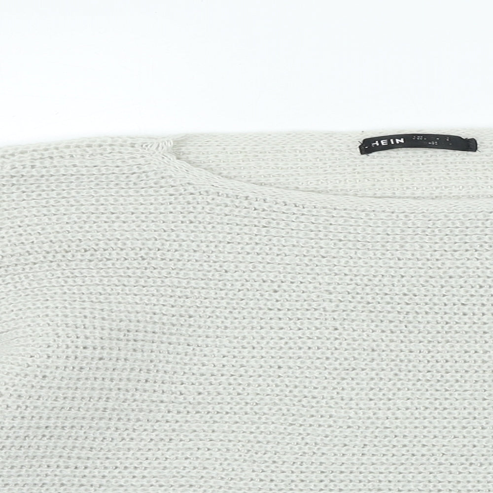 SheIn Womens Grey Round Neck Polyester Pullover Jumper Size M