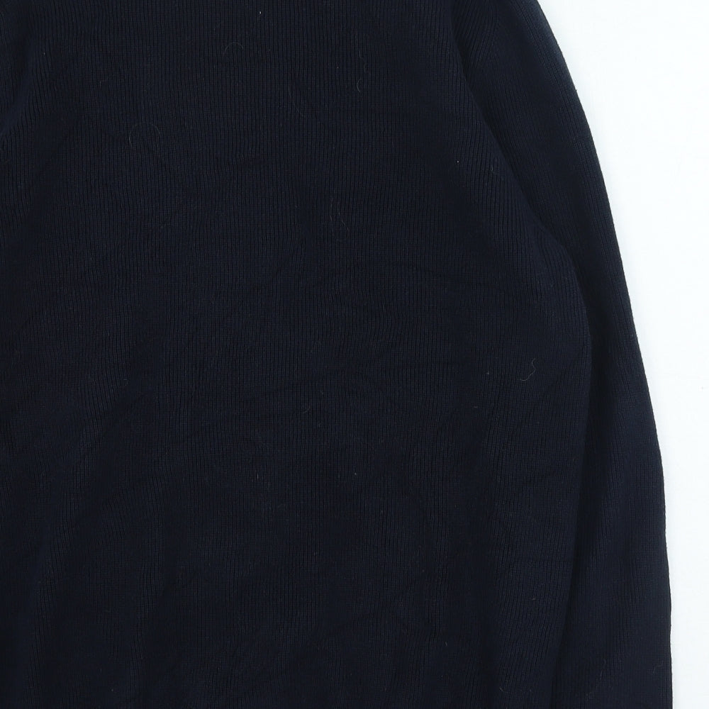 Marks and Spencer Mens Blue Round Neck Cotton Full Zip Jumper Size XL
