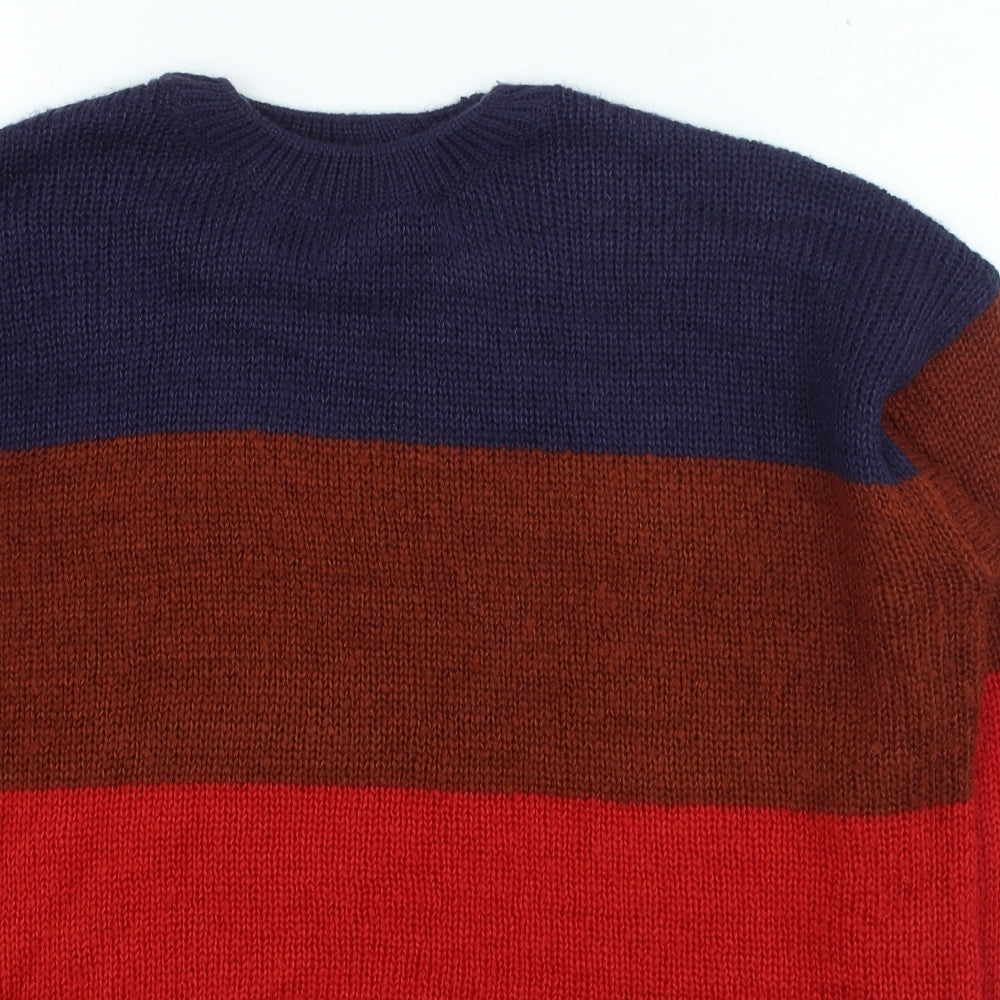 New Look Womens Multicoloured Round Neck Striped Acrylic Pullover Jumper Size L