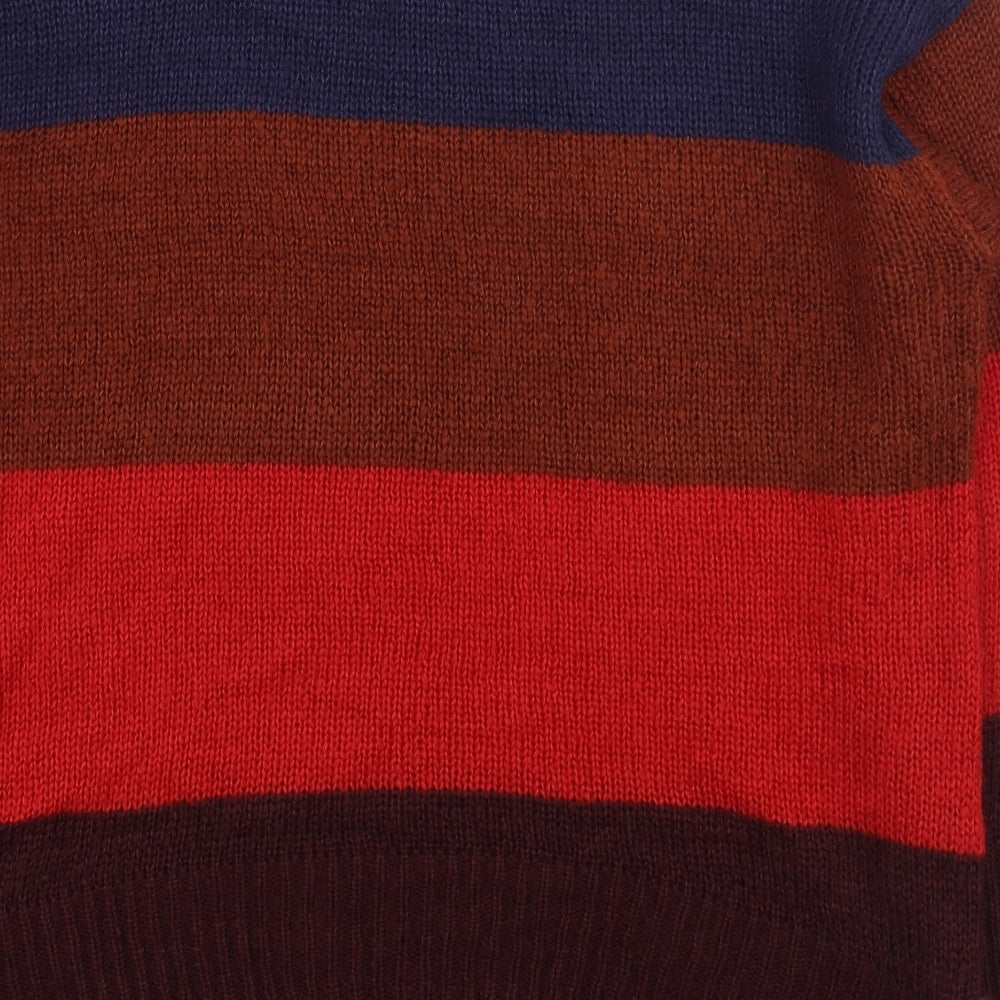 New Look Womens Multicoloured Round Neck Striped Acrylic Pullover Jumper Size L