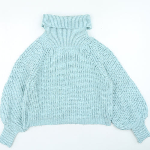 Moon&Madison Womens Blue Roll Neck Polyester Pullover Jumper Size S