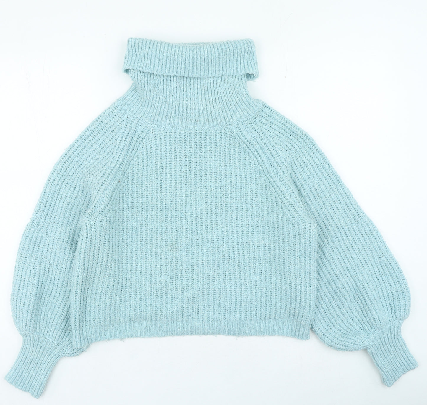 Moon&Madison Womens Blue Roll Neck Polyester Pullover Jumper Size S