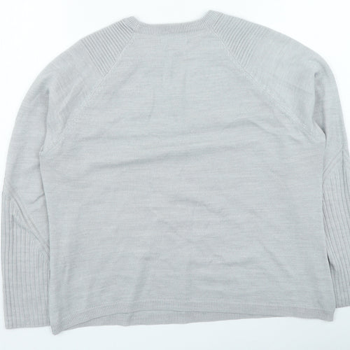 Marks and Spencer Womens Grey Round Neck Acrylic Pullover Jumper Size 14